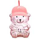 ZAGEVIVIN Holiday Bear Glass Tumbler with Straw, Borosilicate Glass Drinking Mugs with Love Straw, Pink and Red Valentine's Day Gift Box, Coffee Tea Candy jar (Pink, 16oz)