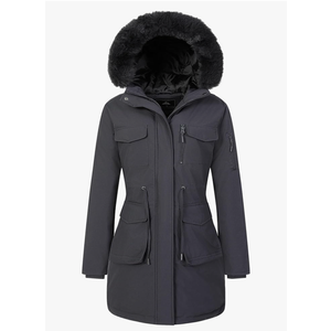 Women's Long Winter Coat Thickened Down Alternative Jacket Warm Puffer Jacket Waterproof Parka M