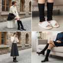 2 Pcs Women Leg Warmers Fuzzy Leg Warmers Kawaii Thick Boot Socks Y2k Accssories for Women Winter Black and White