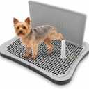Dog Pee Pad Holder, Indoor Dog Potty Tray with Splash Guard & Center Post, 20" x 15.4" Bathroom Pet Litter Box, Mesh Training Toilet for Puppy and Small Size Dog