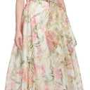 Eliza J Women's Plus Size Gown Style Floral Organza Sleeveless Jewel Neck Dress, Ivory Multi, Size 22 Plus
