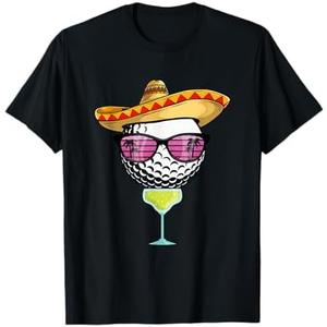 Women Cinco de Mayo Golf Ball With Sombrero Margarita Golfer T-Shirt, S
