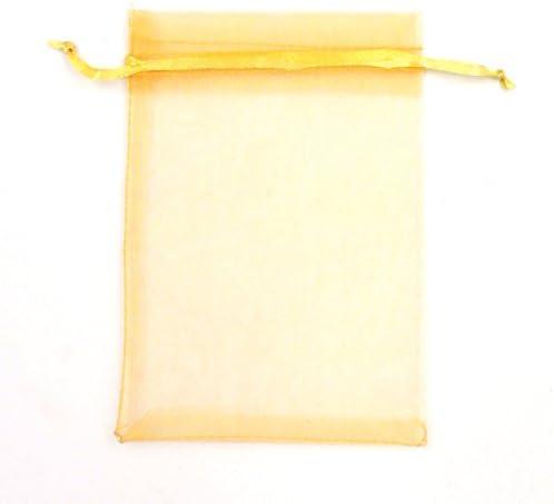 ATCG 50pcs 8x12 Inches Large Drawstring Organza Bags Decoration Festival Wedding Party Favor Makeup Pouches (Gold)
