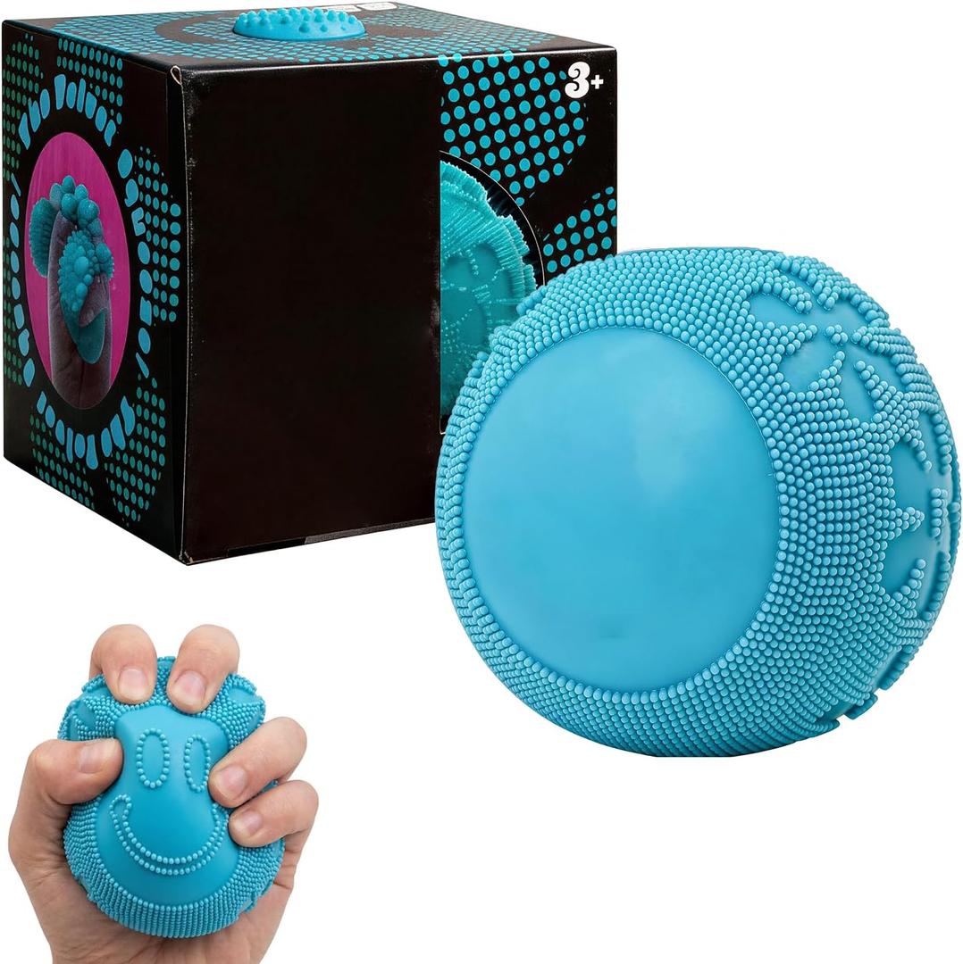 3 x Fuzz Ball Squishy Stress Ball ToyFuzzball SquishySoft Fidget Toy for Anxiety Relief, Sensory Squishy Ball Calming Tactile Grip for Soft Stress Relief Ball for Kids and Adults(Blue)