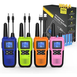 Topsung Walkie Talkies Long Range for Adults Rechargeable with NOAA Weather Alert, Multi-Purpose 2 Way Radios 4 Pack for Team Work Seniors Care Kids Adventure Family Camping Hiking Skiing Cruise