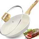 GiPP Nonstick Frying Pan Skillet with Lid - 11" White Granite Non Stick Pans, Omelette Pan with Heat-Resistant Handle, Compatible with All Stovetops, PFOA Free (11" Frying Pan with lid)