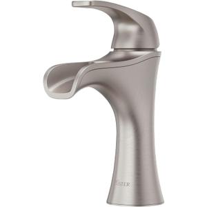 Pfister Jaida Single Handle Waterfall Bathroom Sink Faucet 3 Hole with Spot Defense Brushed Nickel Finish and Push & Seal Drain for Vanity Installation LF042JDGS