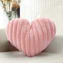 12.9 Inch Heart Pillow Cute Soft Decorative Throw Pillows, Heart Shaped Fluffy Faux Fur Pillows Cushions for Couch Sofa Bed Bedroom Room Home Decor Aesthetic (1, Pink, Small-12.9"x9.5")