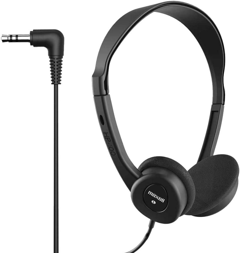 Maxell - 190319 Stereo Headphones - 3.5mm Cord with 6-Foot Length - Soft Padded Ear Cushions, Adjustable Headband for Comfort - Sleek, Lightweight, Wired for Reliable Connection  Black