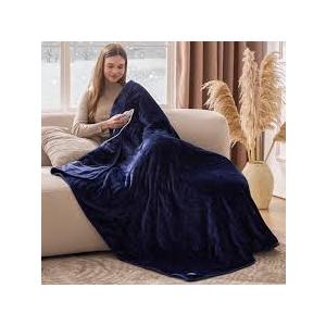Heated Blanket Electric Blanket,Cozy Faux Rabbit Fur & Soft Flannel Warm Heater Throw Blanket with 5 Fast Heating Levels &10Hours Auto-Off Over-Heat Protection50" x 60"  Blue