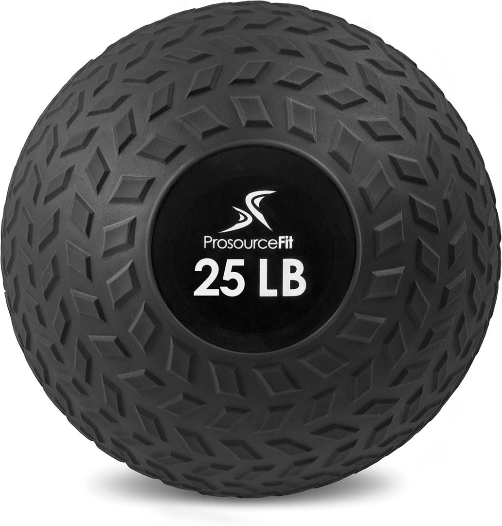 ProsourceFit Slam Medicine Ball, Tread Textured Grip Dead Weight Balls for Strength and Conditioning Exercises, Cardio and Core Workouts, 25lb, Black