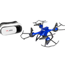 Sky Rider Helios Quadcopter Drone with Wi-Fi Camera and VR Goggle Value Pack, Black and Blue