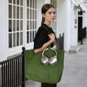 Large Canvas Tote Bag for Women - Utility Work Tote with Zipper Foldable Heavy Duty Shopping Bag