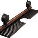 Walnut Bathroom and Kitchen Suction Cup Rack, Removable wall-Mounted Tray, no-Drill wall-Mounted Bathroom Vanity, Sink Storage Rack, Kitchen Suction Cup Rack (Black, 50cm/19.69in)