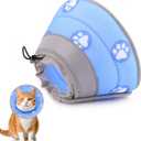 Cat Cone Collar Soft to Stop Licking After Surgery Cat Recovery Collar for Small Large Cats Adjustable Elizabethan Collar (S(Neck 5"-9"), Blue)