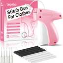 Stitch Gun for Clothes, Handheld Stitch Gun Quick Clothing Fixer, Portable Tagging Gun for Home & Retail Use, Includes 6 Needles,1000 Black & 1000 White Fasteners (Pink,1pcs+2000tag)