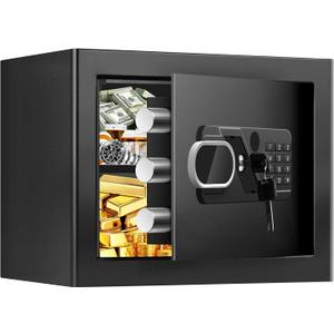 1.3 Cub Small Safes for Home, Anti-Theft Steel Security Fire Safe Home with Combination Lock, Alarm System and Removable Shelf, Personal Document Safety Box Fireproof Waterproof for Money Valuables
