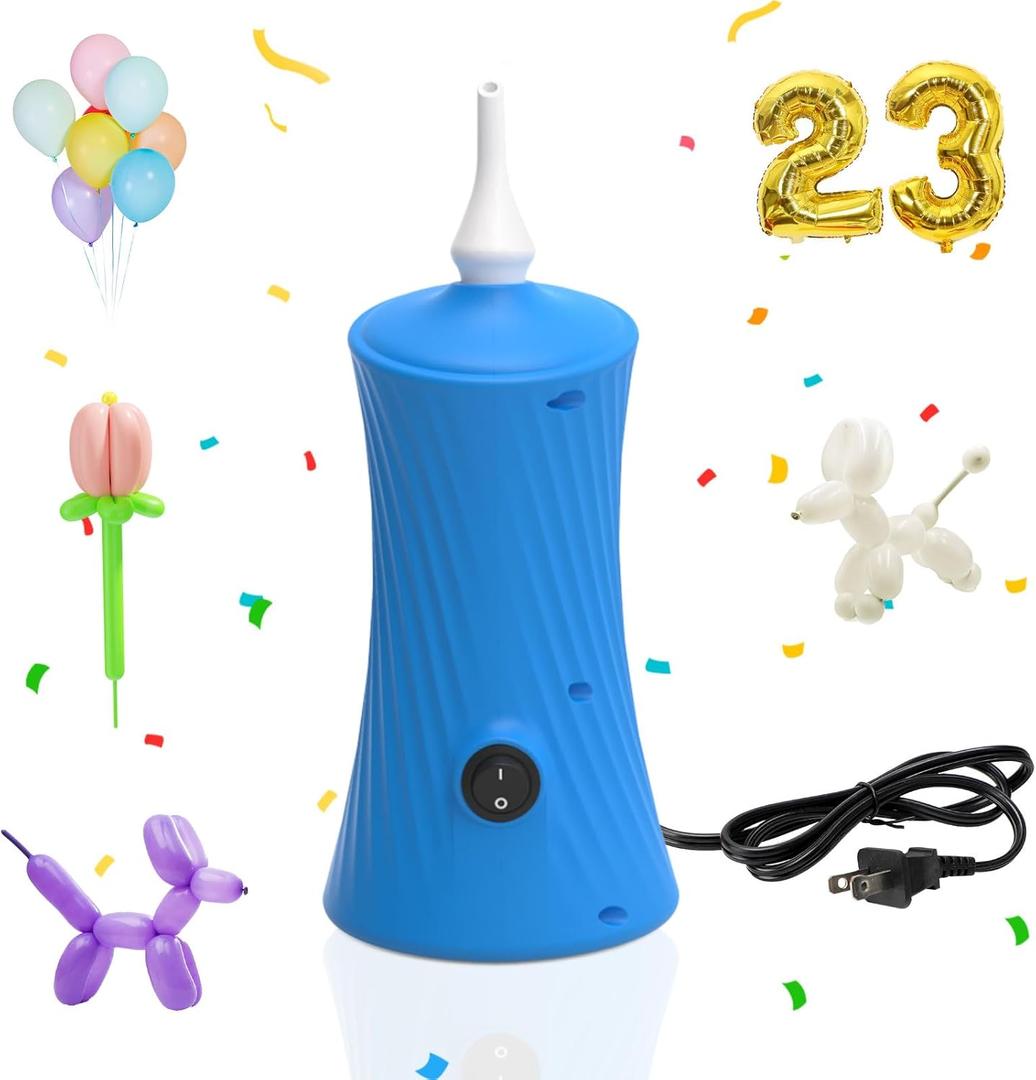 AXHJ Balloon Pump Electric Air Pumps for Long Balloons, Electric Air Balloon Pump, Balloon Inflator for Foil Twisty Animal Balloons in Birthday Party for Decorations (Blue)