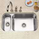 Houzer Elite Stainless Steel Kitchen Sink: 31 Inch Undermount 80/20 Small Left Double Bowl Sink with Strainer, Durable & Versatile, Essential for Home & Apartment: HD-3118-1, 31-1/2" x 17-15/16" x 8"