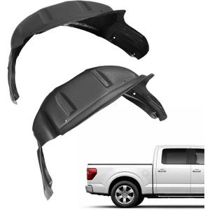 ALMULOO Rear Wheel Liner Guard Compatible with 2021-2025 Ford F150 Except Raptor, Either 2WD or 4WD Plastic(PE) Black Replacement RL3Z-9927886-B Rear Wheel Well House Liner 2PCS