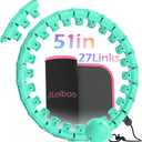 Weighted Hula Circle for Adults Weight Loss, Infinity Fitness Hoop Plus Size 51 Inch with Sweat Belt, Include 27 Detachable Links and Waist Trainer for Women (Cyan)