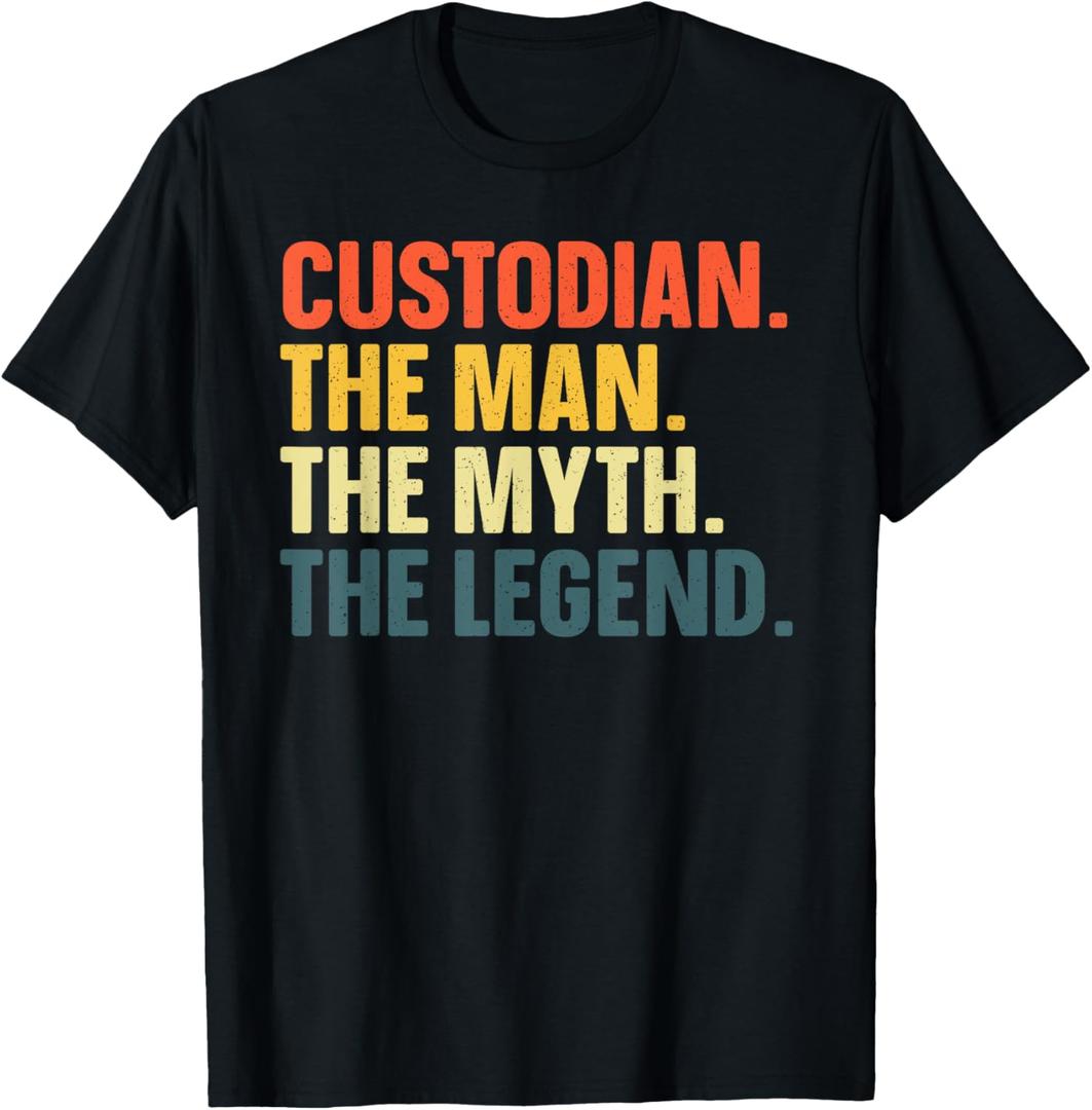 Custodian Art For Men Janitor School Custodian Appreciation T-Shirt