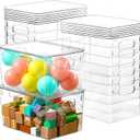 12 Pack Clear Storage Bins with Lids, 7 Quart Stackable Storage Boxes for Storage and Organization, Plastic Storage Containers with Lids, Plastic Bins with Handles for Office, Bedroom, Study Room