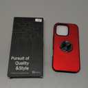 PELEPUES Shockproof Case for iPhone 16 Pro 6.3'', [Embedded Finger Ring] Military Grade Phone Case Cover with Reinforced Metal Stand Kickstand [Support Magnetic Car Holder] for iPhone 16 Pro, Red