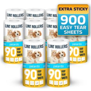 Lint Rollers 900 Sticky Sheets, 10 Spare Rollers,10 Pack of Refills Only. Pet Hair Remover for Clothes, Furniture, Couch, Carpet, Dog Hair Remover, Cat Hair Remover, Animal Fur, Fuzz