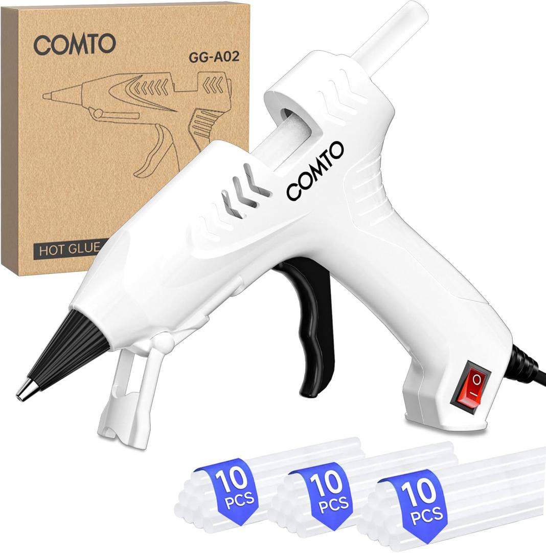 Hot Glue Gun Kit with 30 Sticks, 20W Fast Preheating Mini Hot Glue Gun and Sticks Set for School Crafts DIY Arts and Quick Home Repairs, White (30 Sticks (4"/10cm Each))