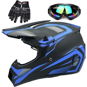 Adult 4 Wheeler Helmet, Motocross Helmet DOT/FMVSS-218 Certification Comfortable and Breathable Full Helmets for Locomotives Used in All Seasons (Blue)