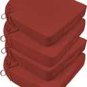 Basic Beyond Outdoor Cushions for Patio Furniture: Waterproof & UV Resistant Outdoor Chair Cushions Set of 4-19 x 19 x 3 Inch Thick Patio Chair Cushions with Adjustable Ties & Handle, Brick Red