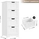 FOTOSOK Bathroom Storage Cabinet, Bathroom Cabinet with 4 Drawers, 11.8” x 11.8” x 32.5” Freestanding Entryway Cupboard Storage Organizer Unit Home Furniture Decor, White