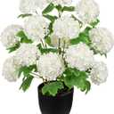 DILATATA Artificial Hydrangea Plant in Pot, 13 Heads Full Bloom Faux Hydrangea Flowers, Realistic White Potted Hydrangeas for Home Decor, Table Centerpiece, Office Desk,Indoor Hydrangea Flower Plants
