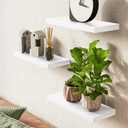 BAYKA White Floating Shelves for Wall Set of 3, Rustic Wood Wall Shelves with Metal Brackets for Bathroom, Bedroom, Kitchen, or Living Room Decor Organization, Sturdy Storage with 22lb Capacity