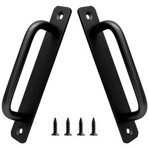 Piutouyar 2 Pack Aluminum Alloy Sliding Barn Door Handle, 128mm / 5 Inch Hole Center Gate Door Handle, Closet Door Pulls with Plate for Kitchen, Cabinet, Bathroom, Closet, 5.9 Inch Long（Black）