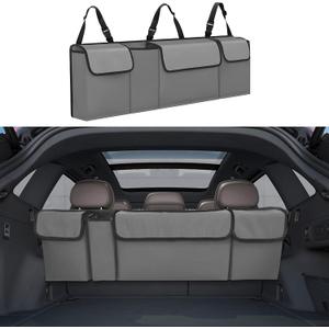 Car Trunk Organizer, Backseat Hanging Large Storage with Adjustable Straps,Waterproof PVC Collapsible Cargo Bag, Car Interior Accessories for Auto SUV MPV (Gray)