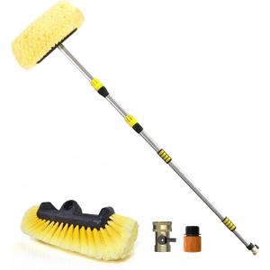 Car Wash Brush, 20FT Reach Telescopic Car Wash Brush with Long Handle, 12-Inch Soft Bristle Car Cleaning Brush for Cleaning Car, RV, Truck, Boat, Solar Panels