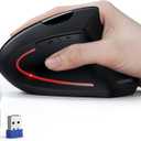TECKNET Ergonomic Mouse, Wireless Rechargeable Vertical Mouse for Carpal Tunnel Right Hand, 4800 DPI 5 Adjustable Levels 2.4GHz with USB-A Receiver, Silent Click, for Laptop, PC, Desktop (Not USB-C)