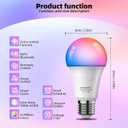 Smart Light Bulbs 2 Pack, Color Changing Light Bulb Works w/Alexa Google Home, 9W A19 E26 800LM RGBTW Colored LED Bulbs, 50+ DIY Scenes, Music Sync, App & Voice Control WiFi Light Bulbs