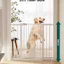 Babelio 36" Tall Auto Close Baby Gate with Small Cat Door, 29-43" Metal Cat Gate for Doorway, Stairs, House. Easy Walk Thru Dog Gate with pet Door, Includes 4 Wall Cups and 3 Extension Pieces, White