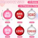 BBTO 12 Pcs Valentine Ball Ornaments for Tree Valentine Tree Hanging Decorations Decorative Plastic Ball Decorations for Wedding Anniversary Festival Home Gift Party Decor