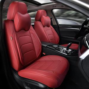 TIEHESYT Martha Red Car Seat Covers Front Pair, Breathable Leather Automotive Front Seat Covers for Comfortable Driving, Universal Auto Interior Fit Most Kinds of Vehicles, SUV, Trucks, Sedans