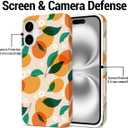 Case Compatible with iPhone 16, Cute Orange Fruit Pattern Aesthetic Phone Case for Women Girls Shockproof Protective Phone Cover - Orange