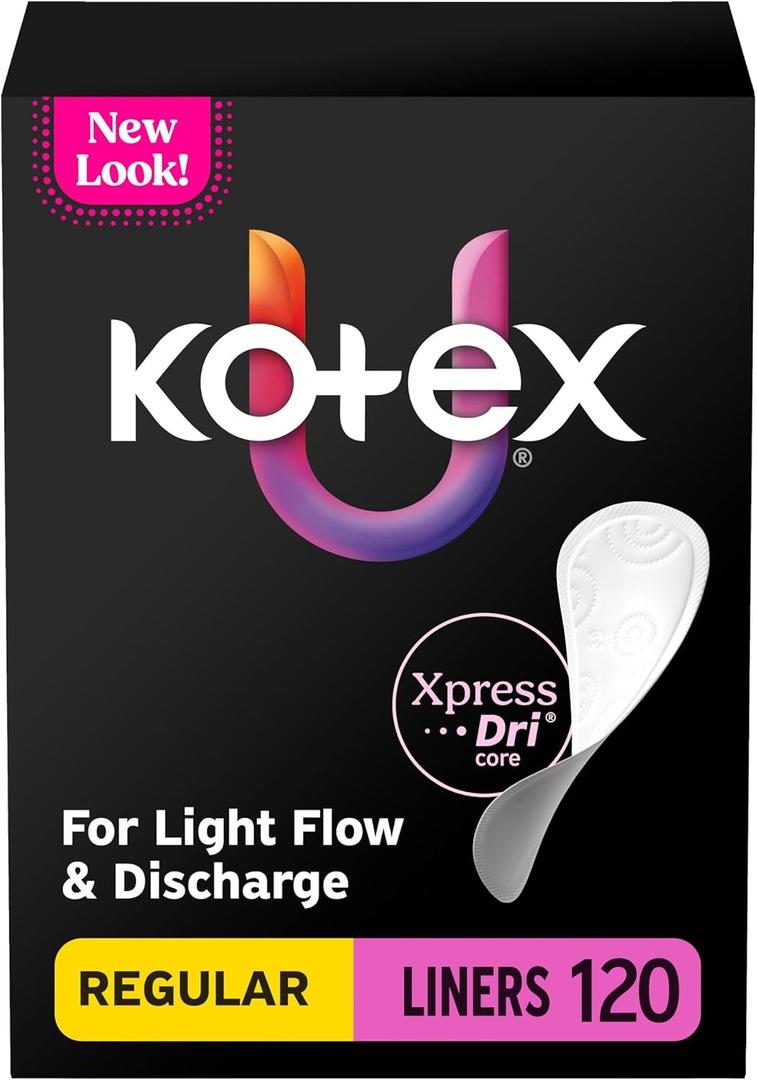 Kotex Absorbent Flat Liners, Light Absorbency, Regular Length 120 Count