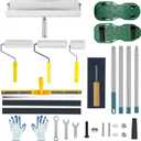 Complete Self Leveling Cement Tool Kit, Professional Epoxy Floor Kit Tools with Spiked Roller with Splash Guard, Spike Shoes, Paint Roller, Trowel, Scraper & Extension Pole
