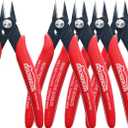 Small Wire Cutters, 5 PACK, 5 Inch Micro 170 Flush Cutter, HOUSERAN Wire Cutters Spring Loaded Cutting Pliers, Side Cutters, Diagoanl Cutters for Jewelry Making, Models, Zip Ties Plastic Wire Snips