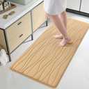 Buganda Memory Foam Bathroom Rug Mat 70x24, Extra Soft and Absorbent Bath Mats, Non-Slip and Machine Washable Bath Rugs for Bathroom Floor,Tub and Shower, Beige