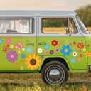 Fuutreo 12 Sheets Daisy Stickers 130 Pcs Flower Car Decals Self Adhesive Vinyl Retro Butterfly Flower Car Sticker for Bumper Mirror Window Clings Laptop Wall Decoration(Bright Color,Mix Style)