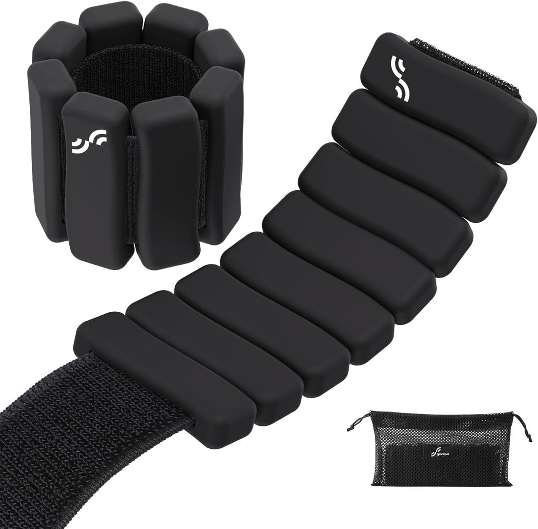 Sportneer Wrist & Ankle Weights for Women & Men Set of 2 (1LB/2LB Each) - Soft Silicone Arm & Leg Weights for Pilates, Yoga, Walking, Barre, Home Workout, Water Aerobics (Twilight Black)